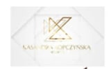 Kasia Porczyn Bowsinski logo featuring gold X design on marble background