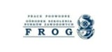 FROG logo with blue frog emblem and text in Polish about environmental protection