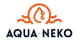 Aqua Neko logo with orange fish icon and wavy lines design above text