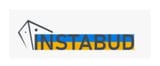 Instabud logo featuring a stylized house icon with blue and yellow text