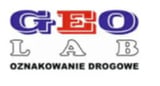 GEO LAB logo with red square in center and Polish text meaning road markings