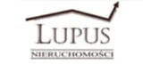 LUPUS Nieruchomosci real estate logo with stylized roof line