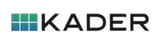 Kader company logo with teal and blue grid icon and black text